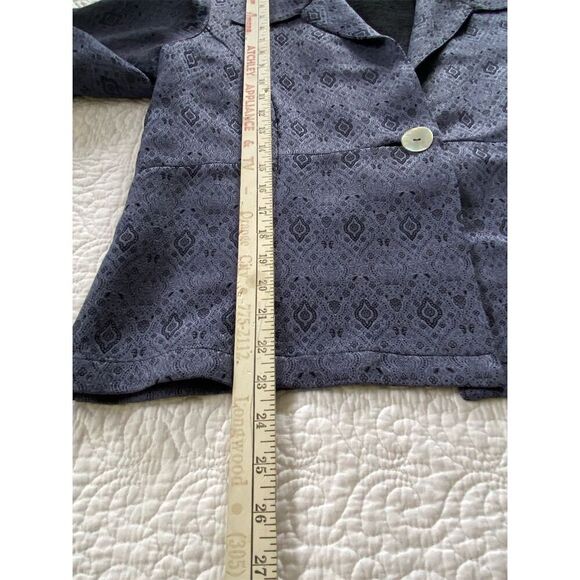J. Jill Blue Silk Blend Geometric Cropped Blazer Size Medium Casual Formal - Picture 7 of 11